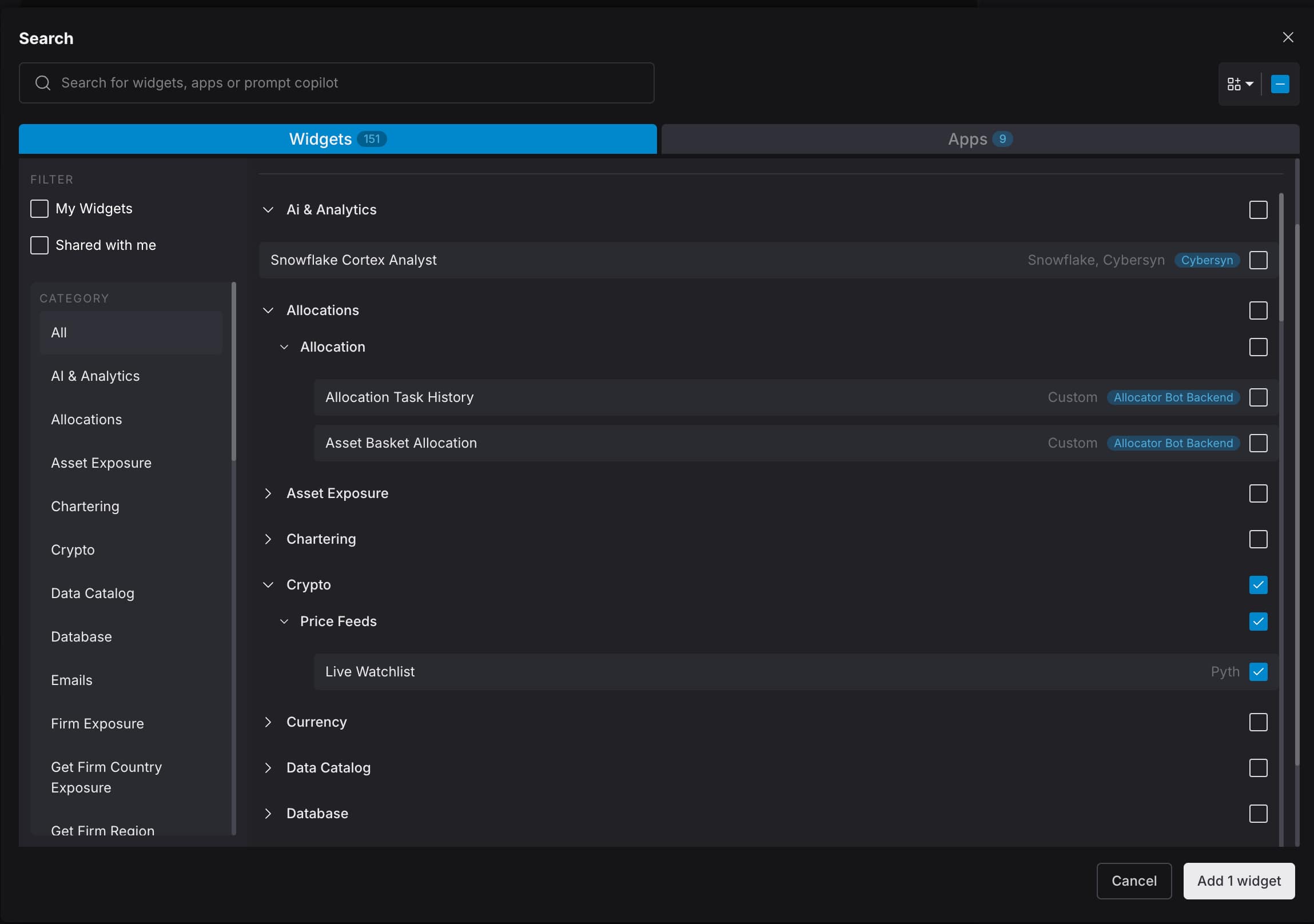 Widget Library Interface